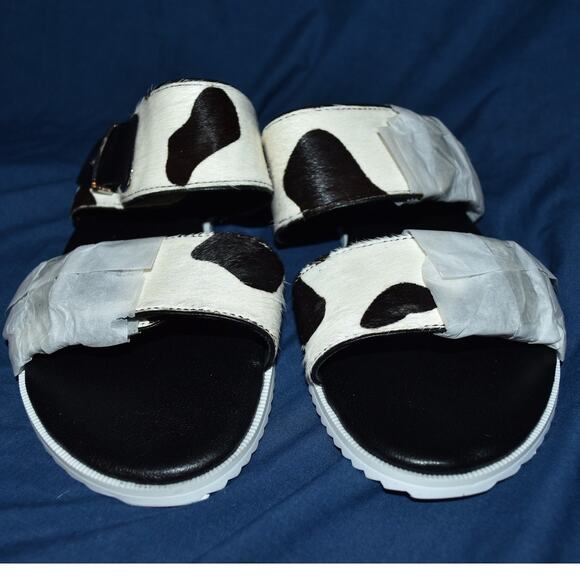 NEW Donald J Pliner Cow Print Calf Women's 7.5M Open Toe Sandals Slip-On Shoes - Picture 3 of 9